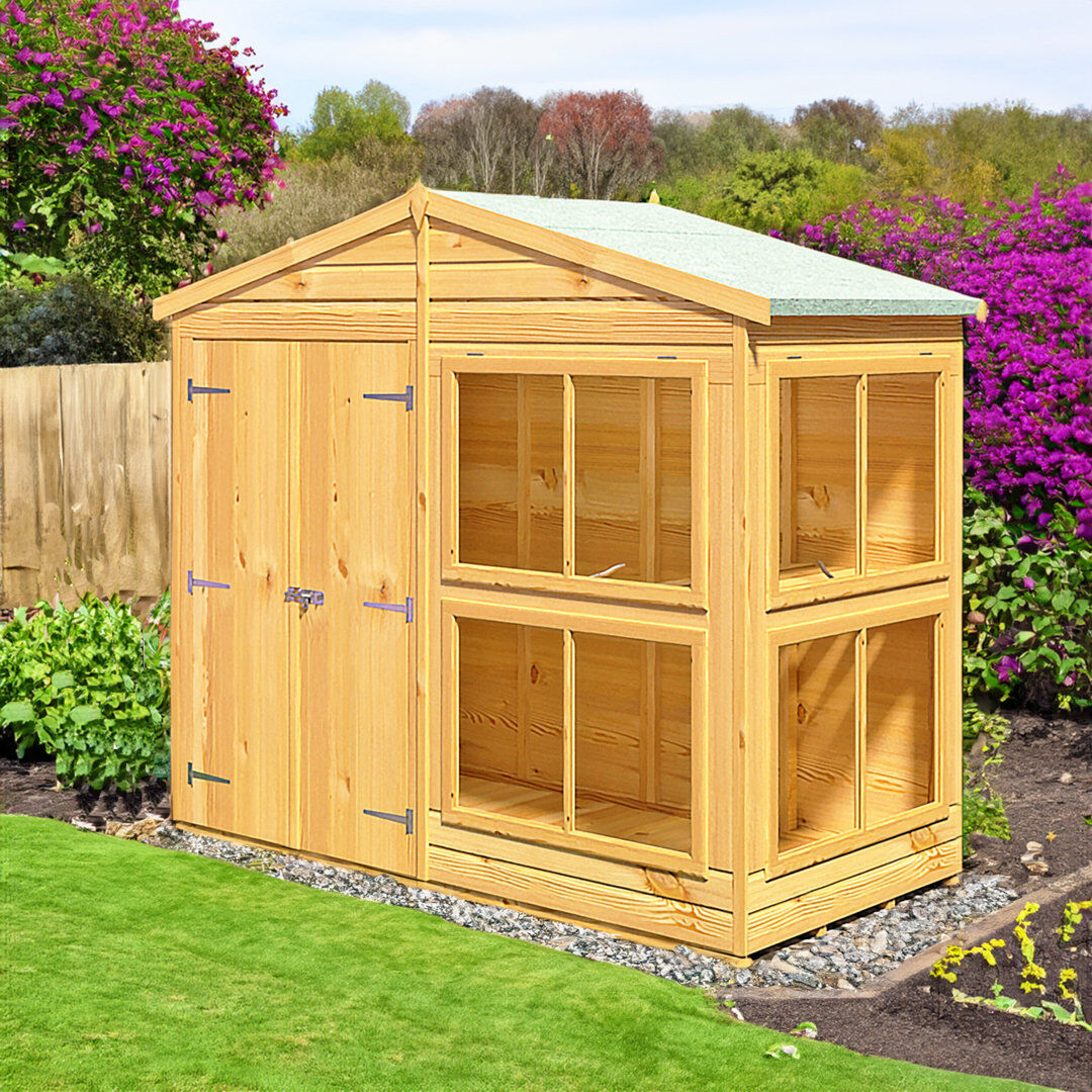Shire GB Shire Sun Hut Potting Shed 8 Ft X 4 Ft Brown 245cm W X 119cm D X 222cm H