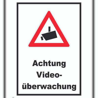 HB-Druck Achtung Videoüberwachung Schild A6 Rückseite selbstklebend
