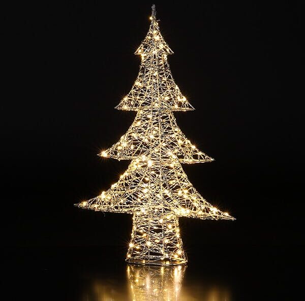 Noma 60cm Twisted Silver Wire Tree With 200 Warm White LEDs