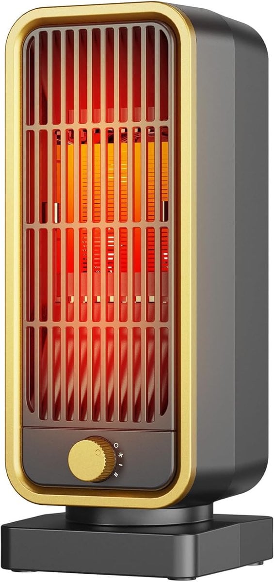 Elektrische keramische blowerverwarming 900W met 3 modi en beveiliging tegen omvallen en oververhitting in zwart of goud