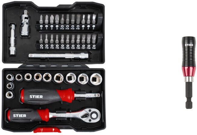 Set STIER Steckschlüssel- und Bit-Set 1/4 38er + Bithalter KraftSpezial