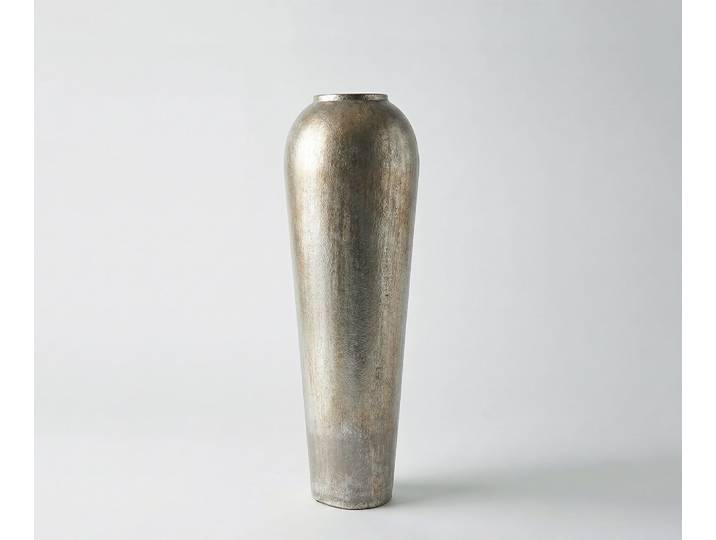 Vase Tavera B27 x T27 x H82 cm Metall Platin Aurum Handgemacht, Wohnaccessoires