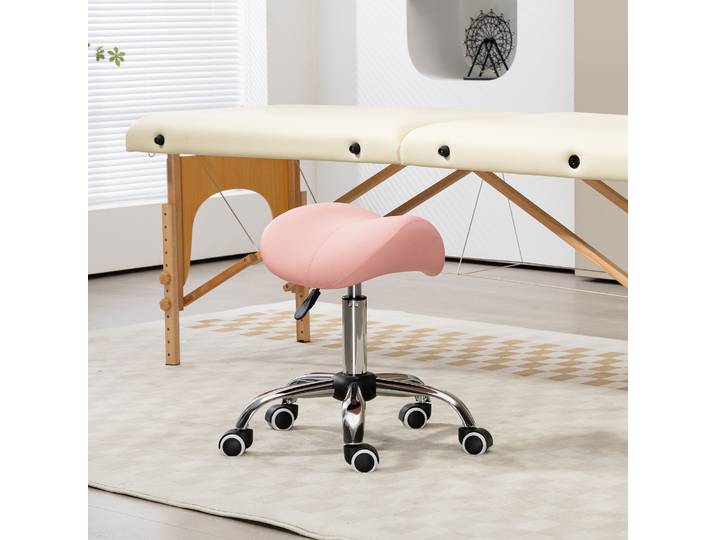 HOMCOM Tabouret Ergonomique Réglable 49-61cm Rose