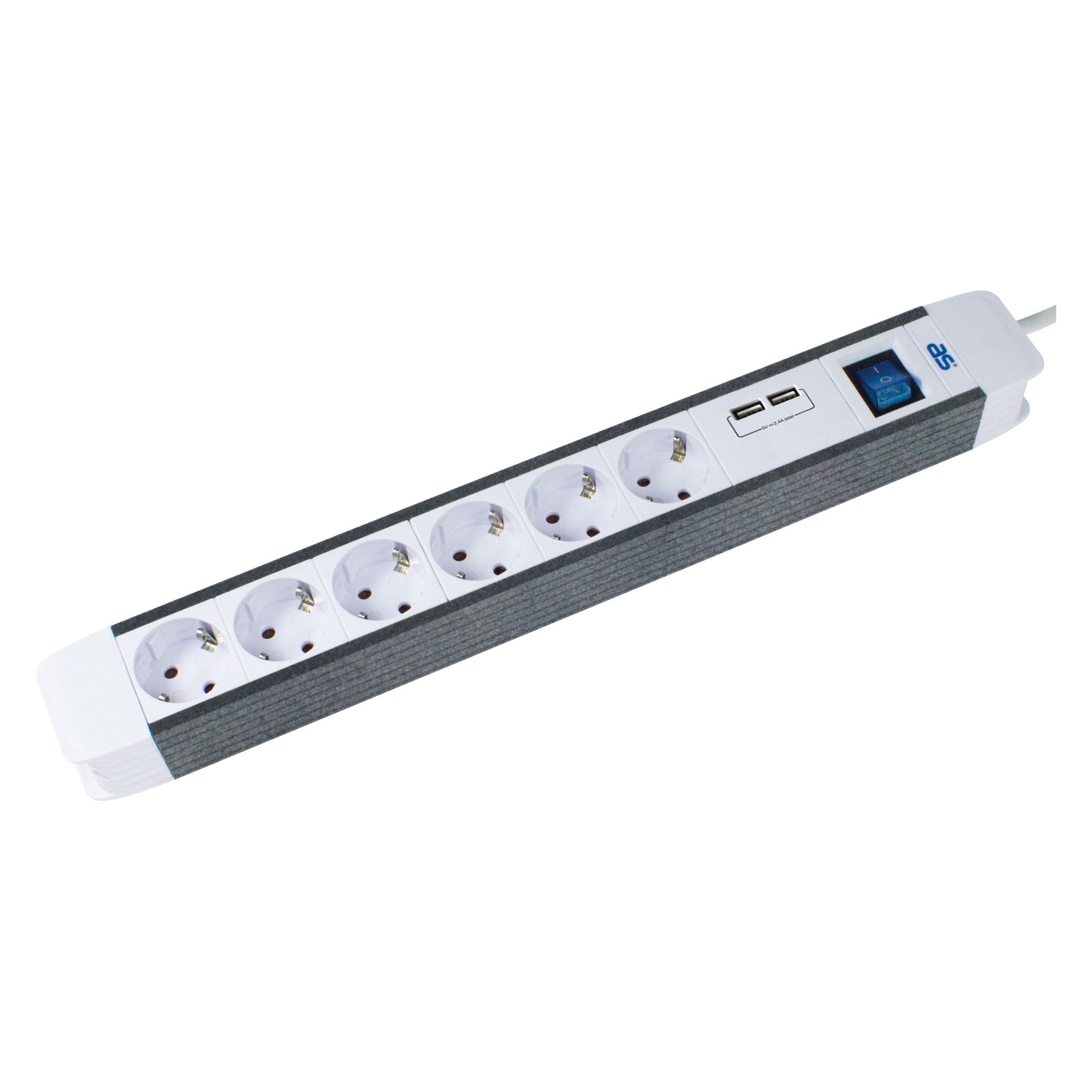 As - Schwabe Steckdosenleiste mit USB-Port (6x, CEE 7/3, USB-A, 1.50 m) (18212)