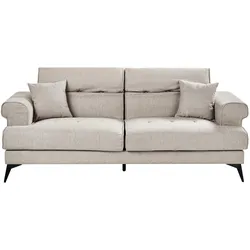 3-SITZER-SOFA Stoff Taupe Skive