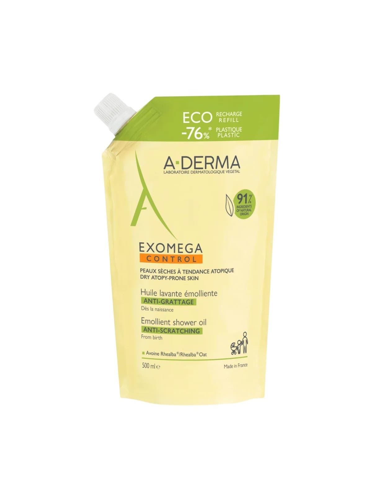 A-Derma Control Emollient Cleansing Oil Anti-Scratching Refill 500ml