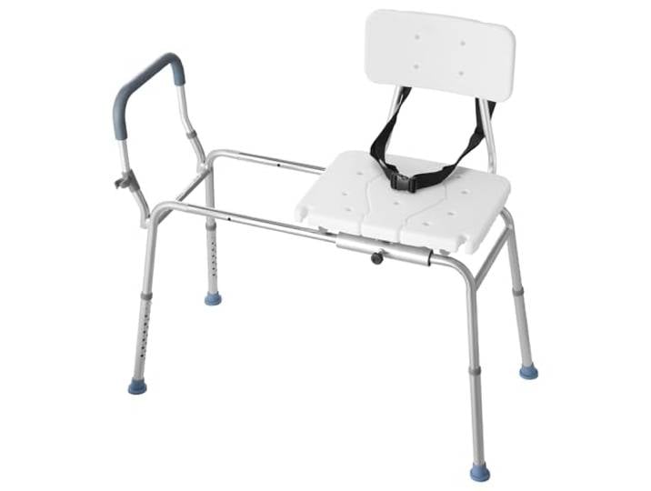 VEVOR Chaise de Baignoire Coulissante\, Siège de Transfert pour Baignoire\, Capacité 180 kg\, Accoudoir et Dossier\, pour Adultes\, Personnes Âgées et Handicapés\, Hauteur Réglable\, Mode Chaise Percée