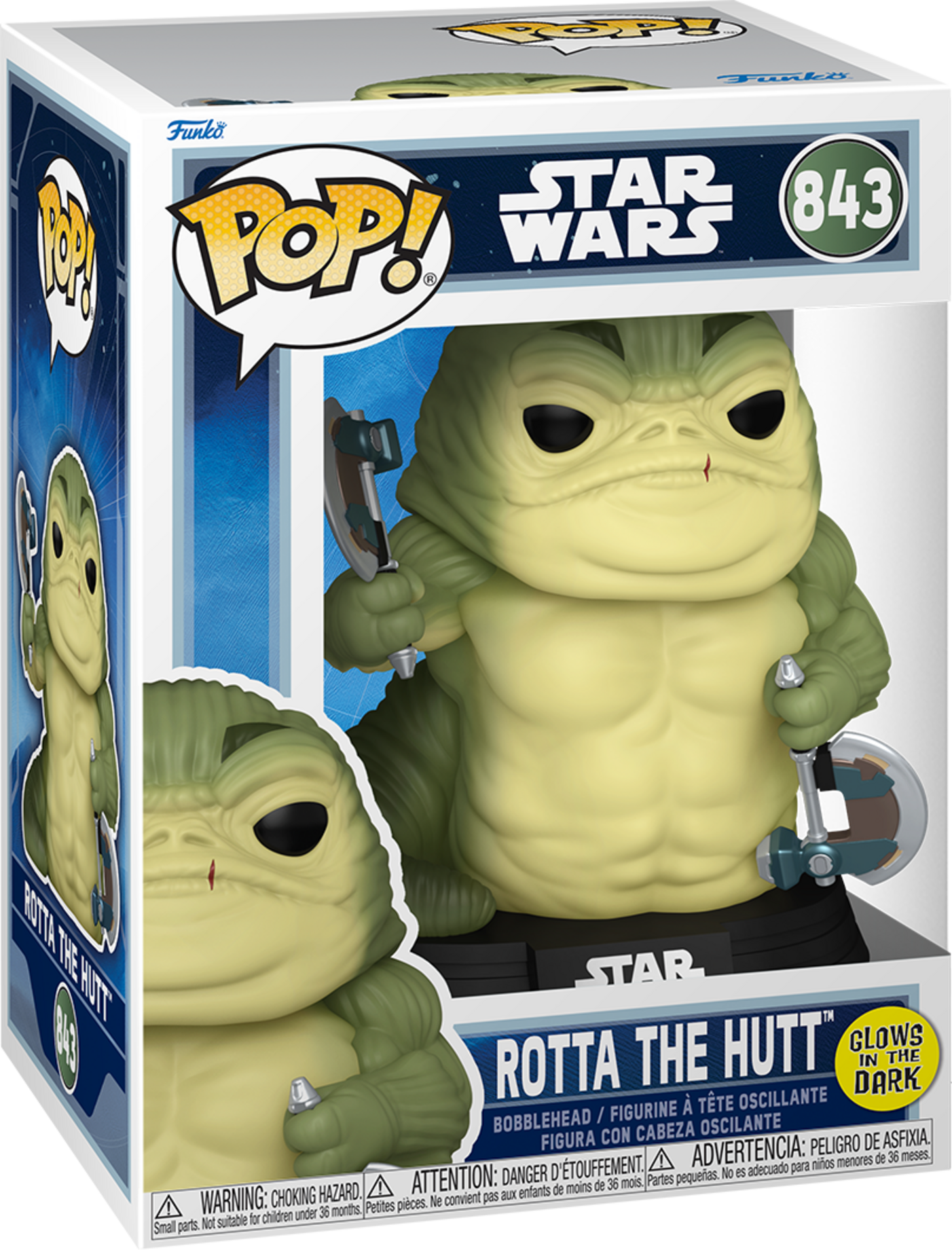 Funko Pop! Star Wars: The Mandalorian ; Grogu Rotta the Hutt Glow-in-the-Dark Vinyl Bobblehead #843 - Official Funko Collectible - Glow-in-the-Dark