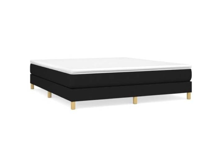 PUGYNBK Boxspringbett mit Stoffmatratze, Schwarz, 160 x 200 cm Gefederte Federn, mittlere Härte, Holzlatten, atmungsaktiver Schutz