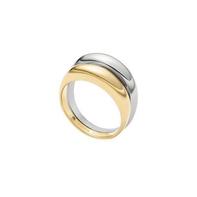Fingerring FOSSIL "Schmuck Geschenk Edelstahl ELLIS" Gr. 16,5, gold (gelbgoldfarben, edelstahlfarben), Fingerringe, Damen, 16.5, Edelstahl, 5mm, Fingerring