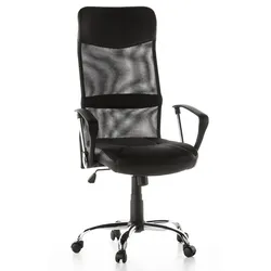 Bürostuhl / Chefsessel ARTON 20 Netz / Kunstleder schwarz Chrom hjh OFFICE