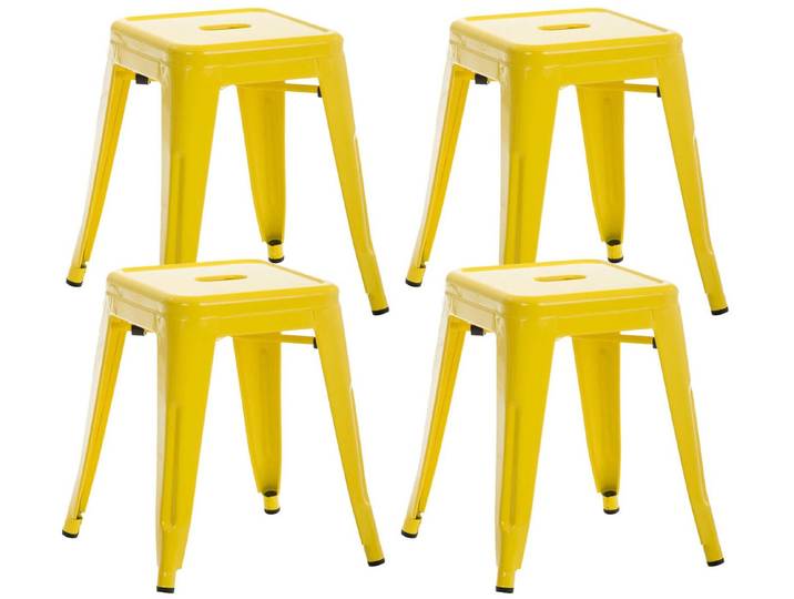 TPFLiving Sitzhocker Metallhocker (Sitzhocker- stabiles Vierfußgestell), robuster Hocker mit bequemer Sitzfläche: gelb
