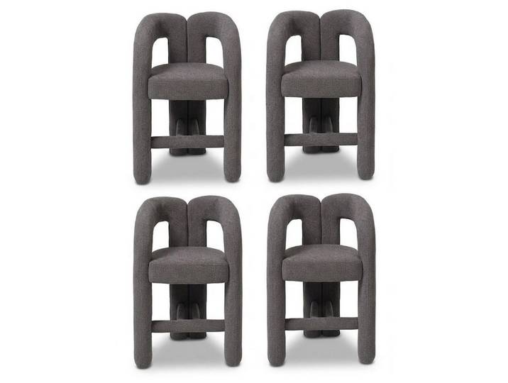 Xlmoebel Barhocker Moderne graue Barstühle im skulpturalen Design, 4er Set, Made in Europa