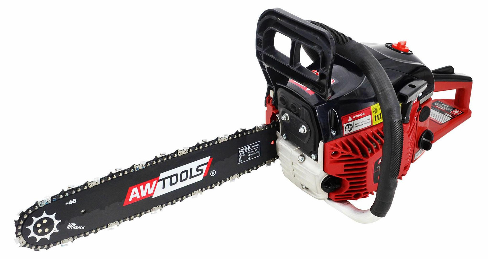 AWTools benzine kettingzaag CS450 met 2,4 pk en 35 cm zaagblad
