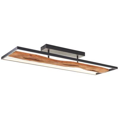 BRILLIANT LED Deckenleuchte "Chaumont", schwarz (schwarz, holz), H: 13cm, 1 Stk., Leuchten, LED Deckenlampe, 100x14x30 cm, 6600 lm 3000 K, Metall/Holz/Kunststoff, LED Deckenleuchte