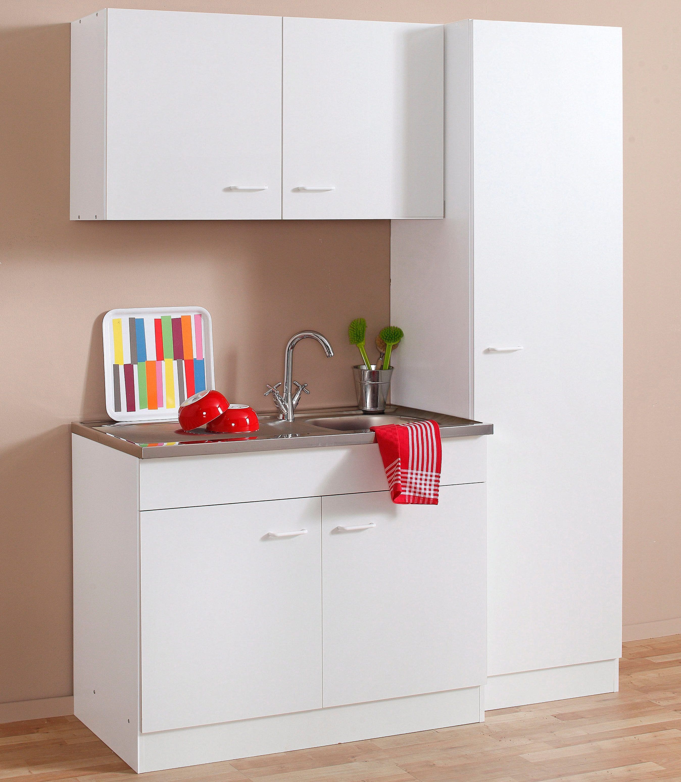 Pantryküche KOCHSTATION "KS-Elster", weiß (küche: weiß, korpus: weiß), B:150cm T:50cm, Komplettküchen-Sets, Pantryküche, ohne E-Geräte, Breite 150 cm