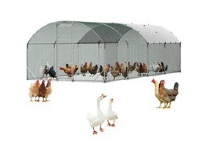 VEVOR Kippenhok, 2,7x7,6x2 m, inloopren met waterdichte hoes en stevig frame, koepeldak, vrije uitloop, kippenhok voor konijnen, kippen en ganzen