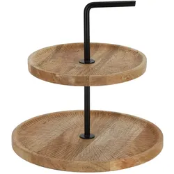 Jens Living JENS Living Etagere : 2-stufig aus Mangoholz & Metall für Snacks & Deko Farbe Natur