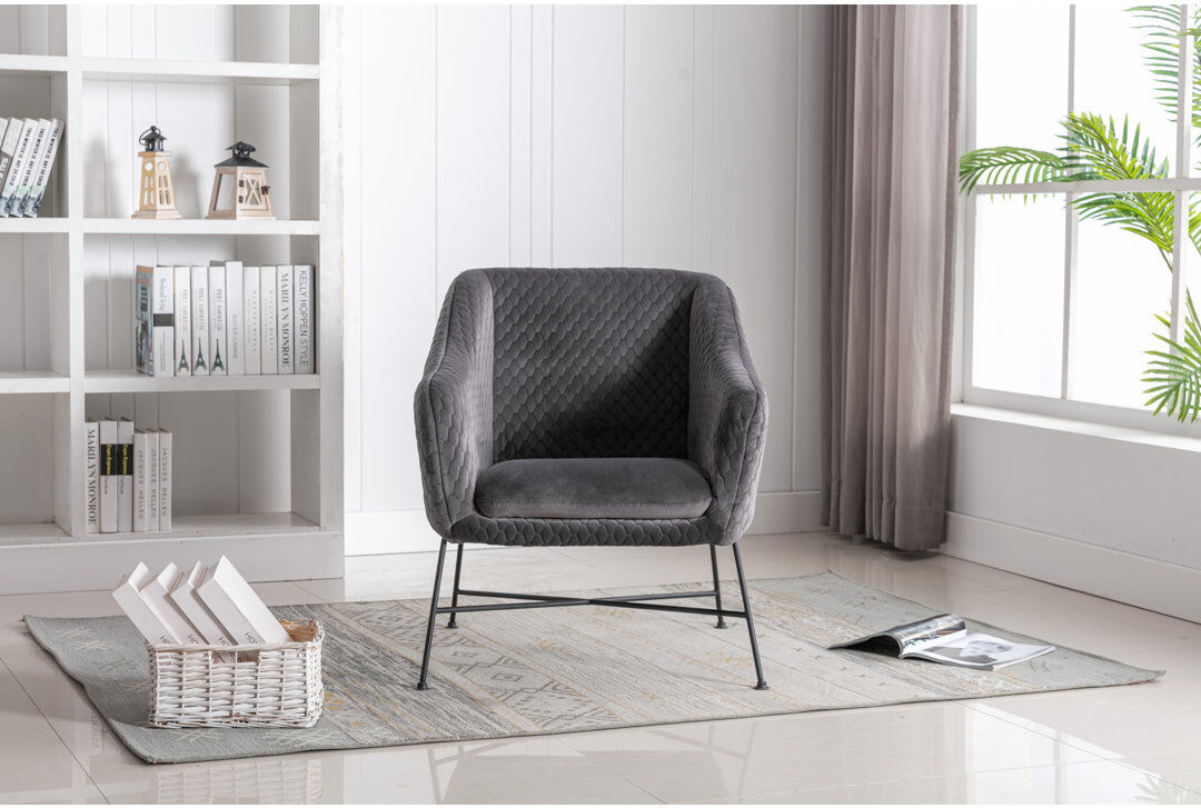 Furniture Link Velvet Armchair Cinder 79cm H X 69cm W X 73cm D
