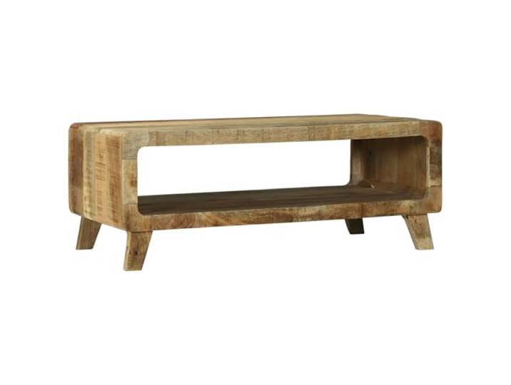HEFZGDB Massiver Mangoholz Couchtisch 90x50x35 cm Rustikales Grobholz Design mit Stabilem Regalbrett und Glatter Oberfläche für Wohnzimmer Einrichtung