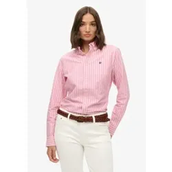 Superdry für Damen. W4010565A Schmal geschnittenes Oxford-Hemd rosa (L), Lässig, Baumwolle, Langarm