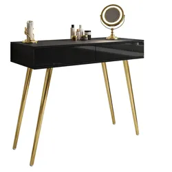 KONSOLE SIENNA GOLD mit Schubladen auf goldenen Beinen PUSH OPEN
