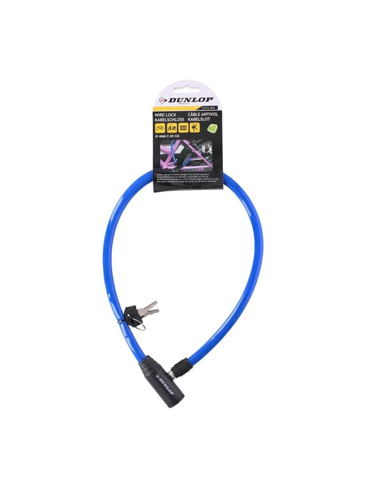 Dunlop - Cable anti-theft bicycle lock - blue