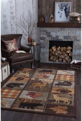Alise Rugs Natural Lodge Novelty Graphic Indoor Area Rug
