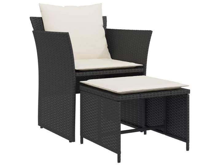 VidaXL - Gartenstuhl rattan, One Size, Schwarz