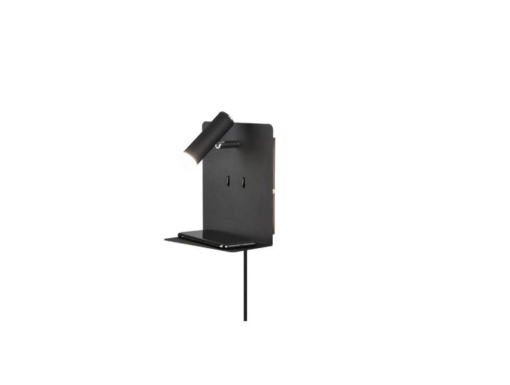 Trio Leuchten Led-Wandleuchte, Schwarz, Metall, 16x20x14 cm, getrennt schaltbar, USB-Anschluss zum Laden von Smartphones, Lampen & Leuchten, Innenbeleuchtung, Wandlampe, Wandlampen