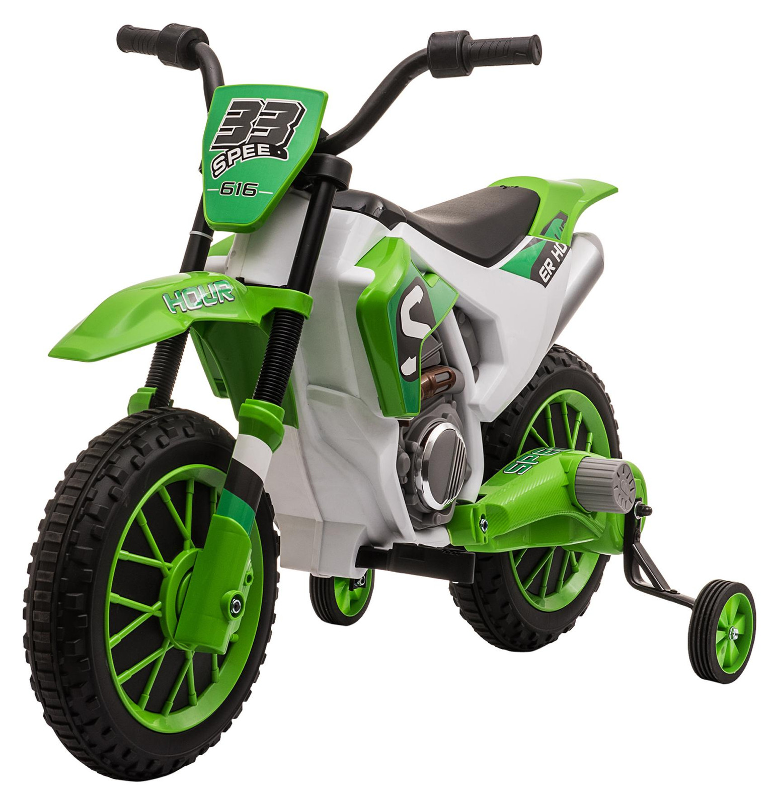 HOMCOM Elektrische motorfiets voor kinderen, groen en wit
