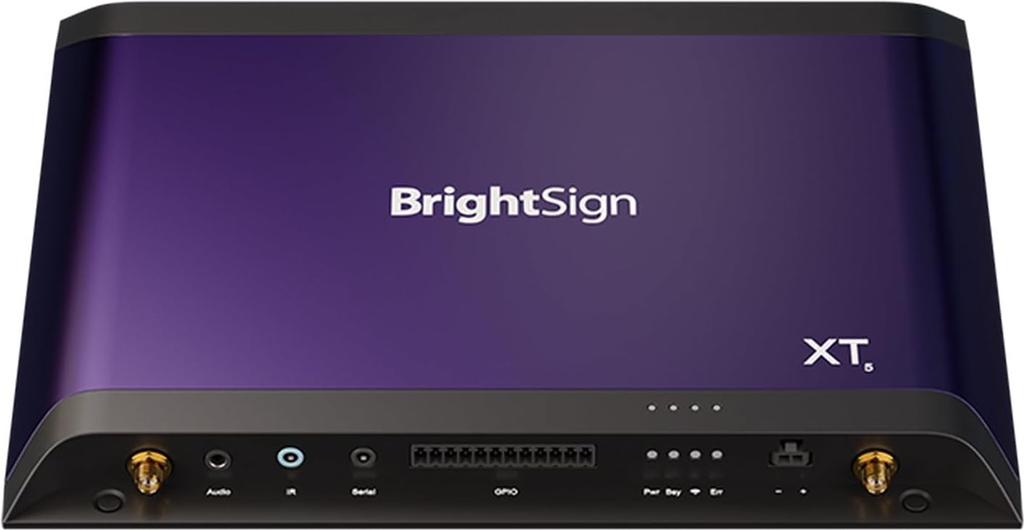 BrightSign XT1145, Schwarz, Violett, AV1, AVI, H.264, H.265, HEVC, M-JPEG, M2P, MJPG, MKV, MOV, MP4, MPEG, MPEG1, MPEG2, MPG, PS, TS,..., BMP, JPEG, PNG, 7680 x 4360 Pixel, AAC, MP2, MP3, WAV, MicroSD (TransFlash)