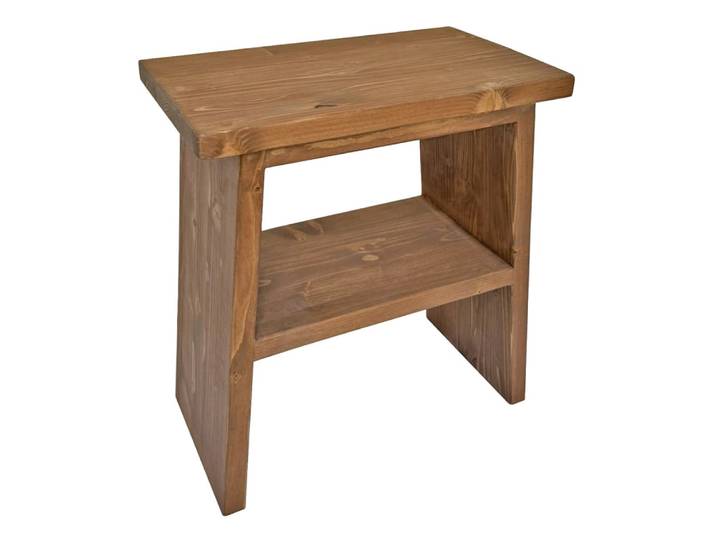 Banc d'appoint en bois massif avec étagère ton chêne 42cm