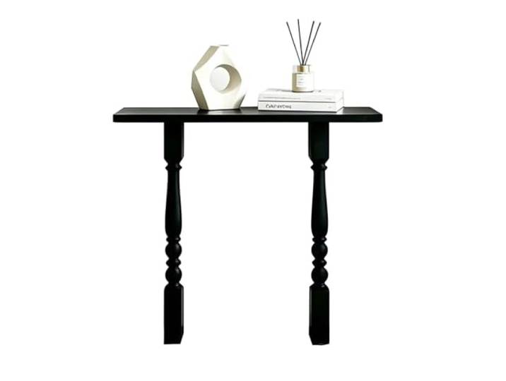 EYUIOPLM Langer Konsolentisch, schmales Sofa hinter Couchtisch Bauernhaus-Holz-Eingangstisch, Sofatisch for Flur, Foyer, Wohnzimmer(Black,90x20x88cm)