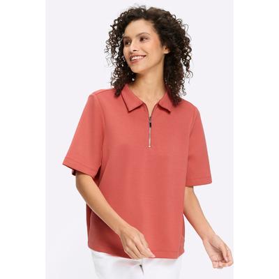 T-Shirt HEINE "Shirt", Damen, Gr. 42, grapefruit, 55% Viskose, 40% Polyester, 5% Elasthan, unifarben, Rundhals, Shirts T-Shirt