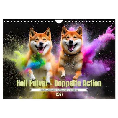 Holi Pulver - Doppelte Action (Wandkalender 2027 DIN A4 quer), CALVENDO Monatskalender