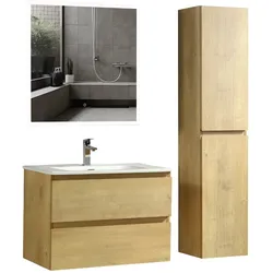 Alpenberger Badezimmermöbel Set mit Badspiegel | Waschbecken mit Unterschrank und Hochschrank | Waschtisch mit Waschbeckenunterschrank Badmöbel Set