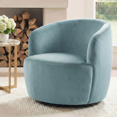 Housely "26.5"" Wide Velvet Small Swivel Barrel Accent Chair"