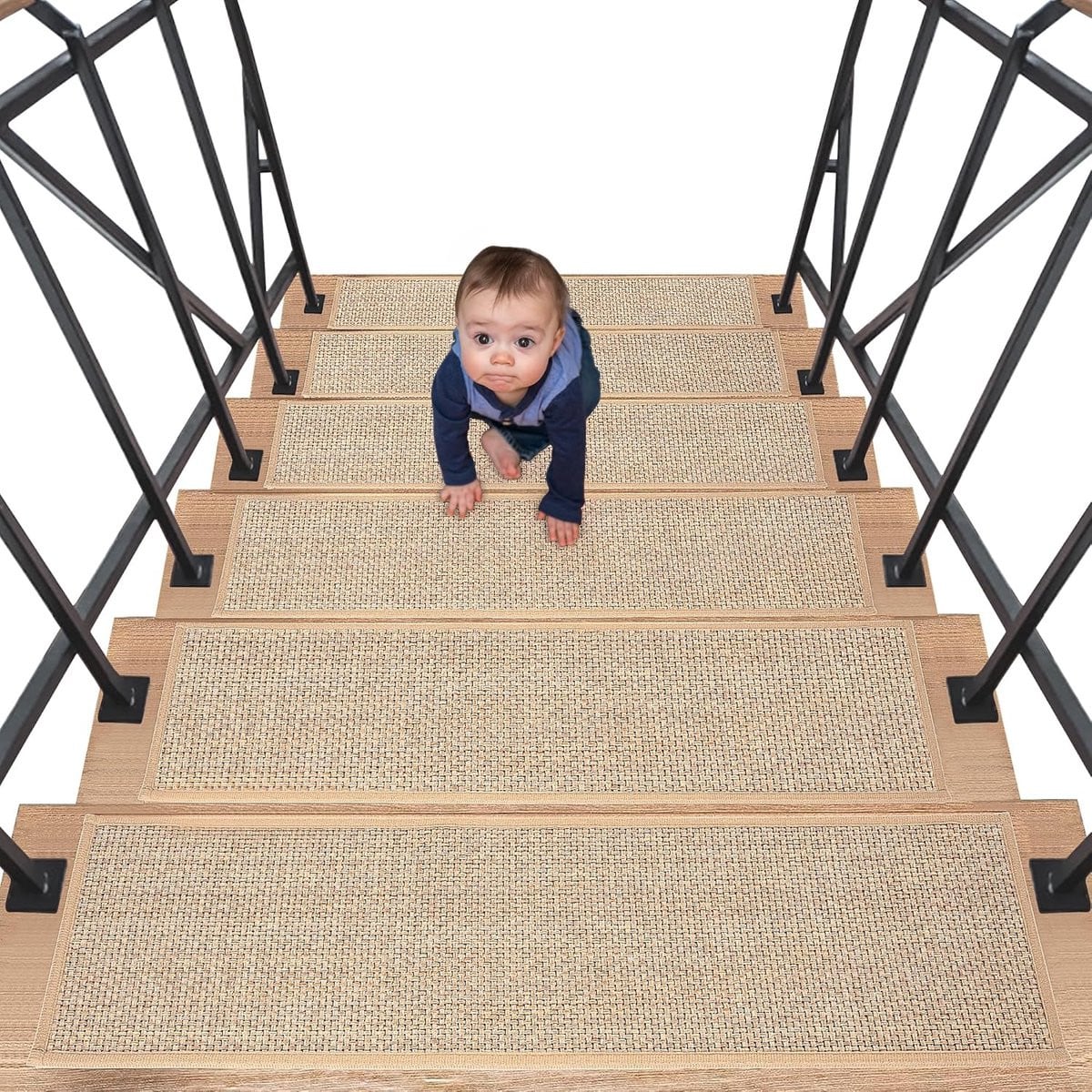 SnelShoppen Antislip Traptreden voor Houten Trappen - 4 Stuks Trap Tapijt Landing Mat met Rubberen Onderkant