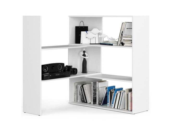 Akord Bewegliches Regal Twist Weiß 173,6x109,3x30 cm, Nachbildung, Freiform,Rechteckig, 173.6x109.3x30 cm, Wohnzimmer, Regale, Bücherregale