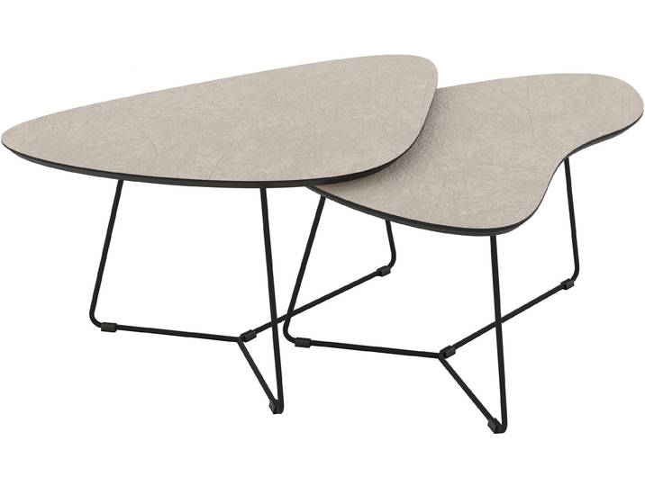 Couchtisch HELA PISA , beige (cashmere, schwarz, schwarz, cashmere), B/H/T: 87cm x 43cm x 59cm, Cashmere/Schwarz, Tische, Couchtisch, 2er Set, Platten in Nierenform, gefräst, Schweizer Kante