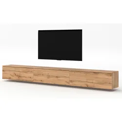 LOWBOARD Loriano 3x100 Eiche Wotan 300/34/32 cm – Hängendes TV Board