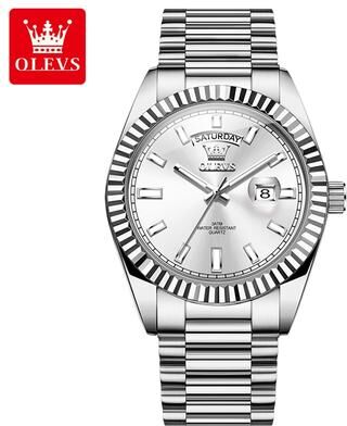 Fashion Sheath OLEVS Rose Gold Luxury Watch For Men silver White