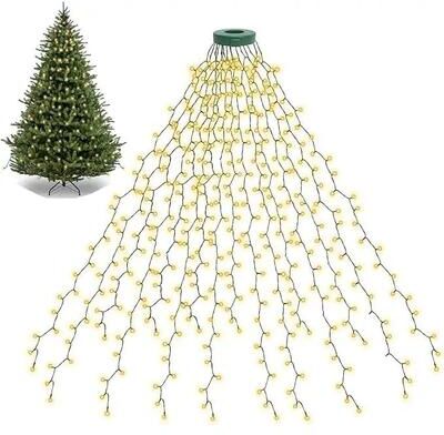 Uplift Picks LED Waterfall Christmas Tree Lights Waterproof Outdoor Garden Decor warm White 3 M (400 Led) usb (plug In)