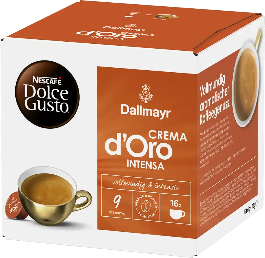 Dallmayr   Dallmayr Crema d'Oro Intensa - 16 Capsules de café pour Dolce Gusto - Lungo - Compatible Dolce Gusto