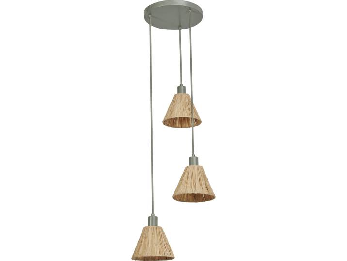 OSRAM Pendelleuchte 3-flammig Decor Raffia Plate grün aus Bast & Metall, E27, 430 mm Durchmesser, langlebig durch austauschbare Lichtquelle, einfache Montage