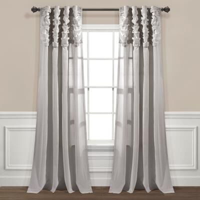 "Lush Decor Ruched Waterfall Linen Window Curtain Single Panel - 84"" x 52"""