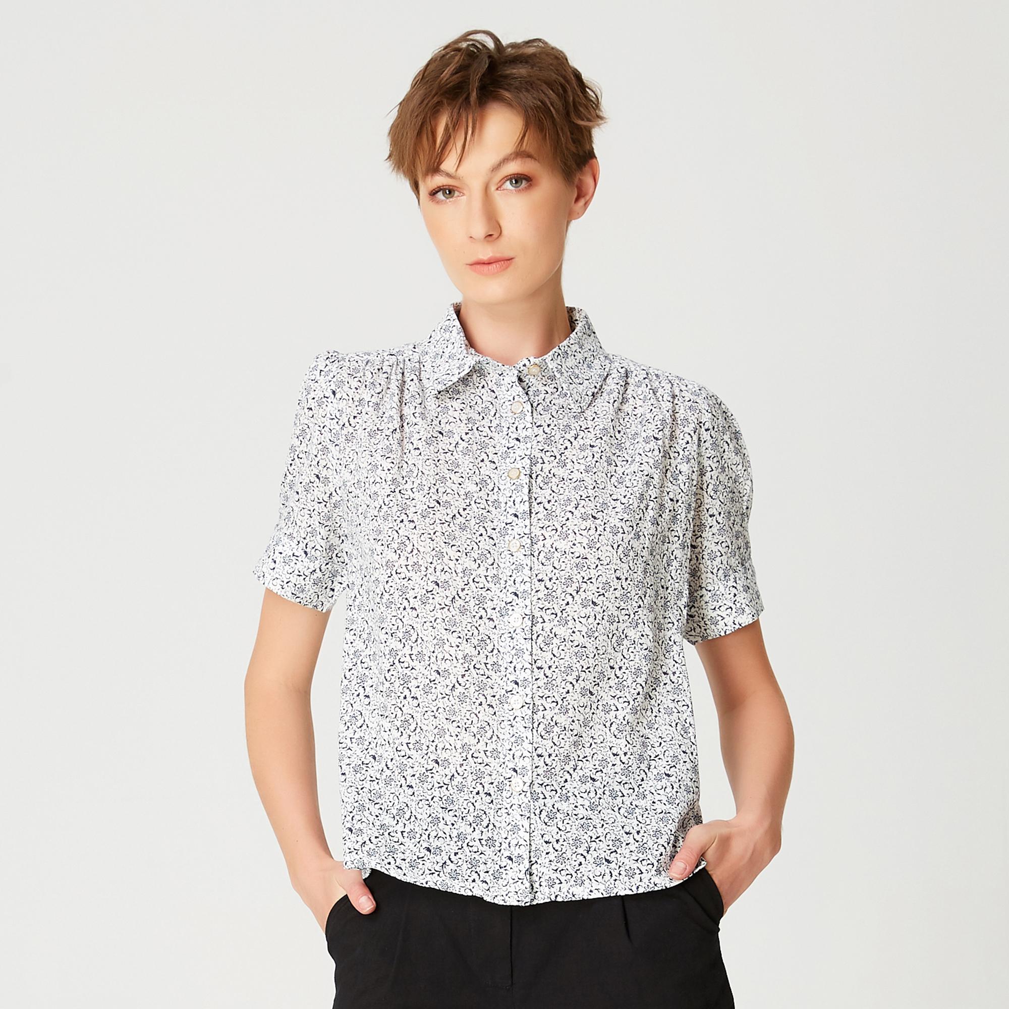 Rechte shirt met korte mouwen met bloemenprint