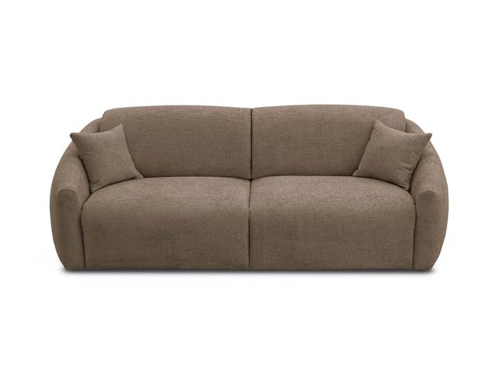 MOUGINS - Canapé convertible 2 places - Velours chenille, Taupe clair