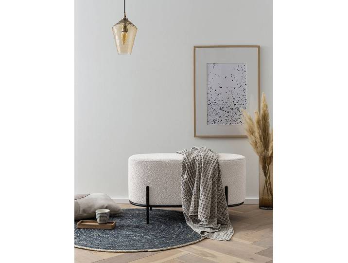 Repose-pieds capitonné Bumyra - Type A 80 x 42 x 40cm Blanc/Blanc Bouclé